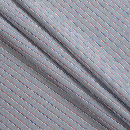 Gray Shadow Striped Cotton Shirting - Folded