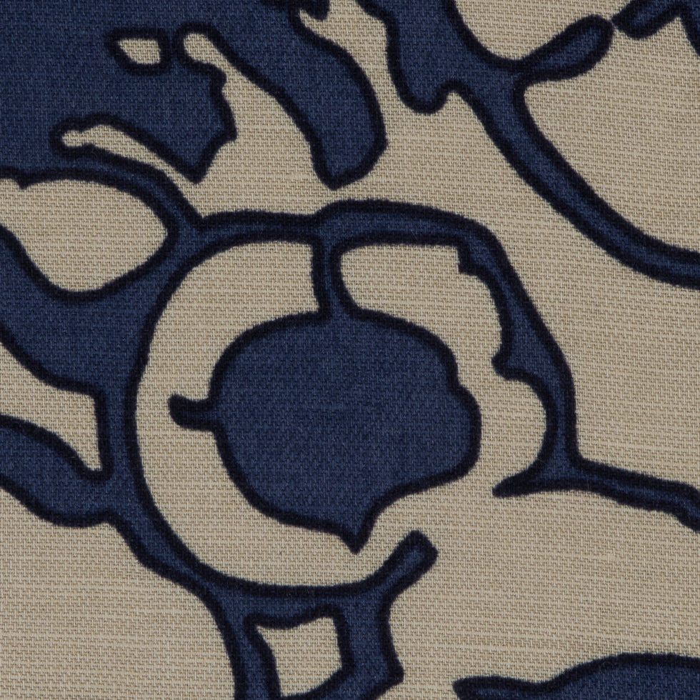 Creme Brulee/Muted Navy Floral Printed Woven - Full