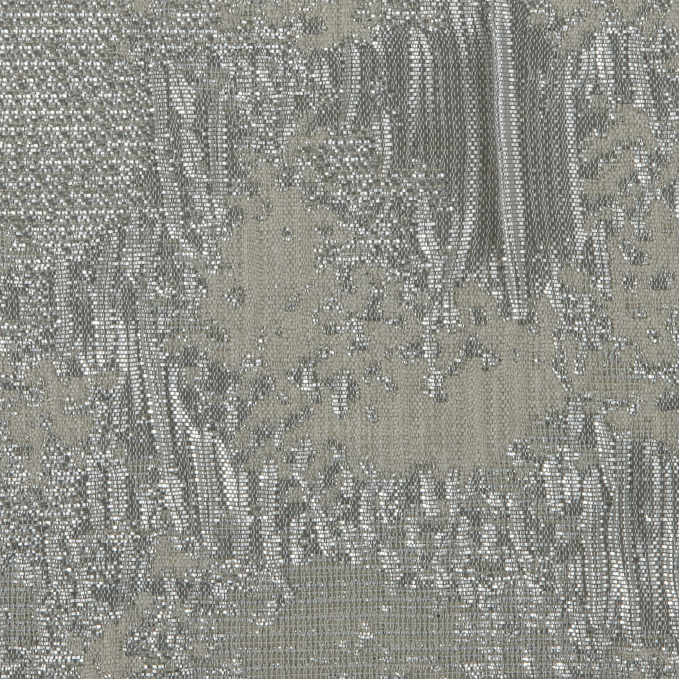 Metallic Silver/Ivory Abstract Brocade Detail