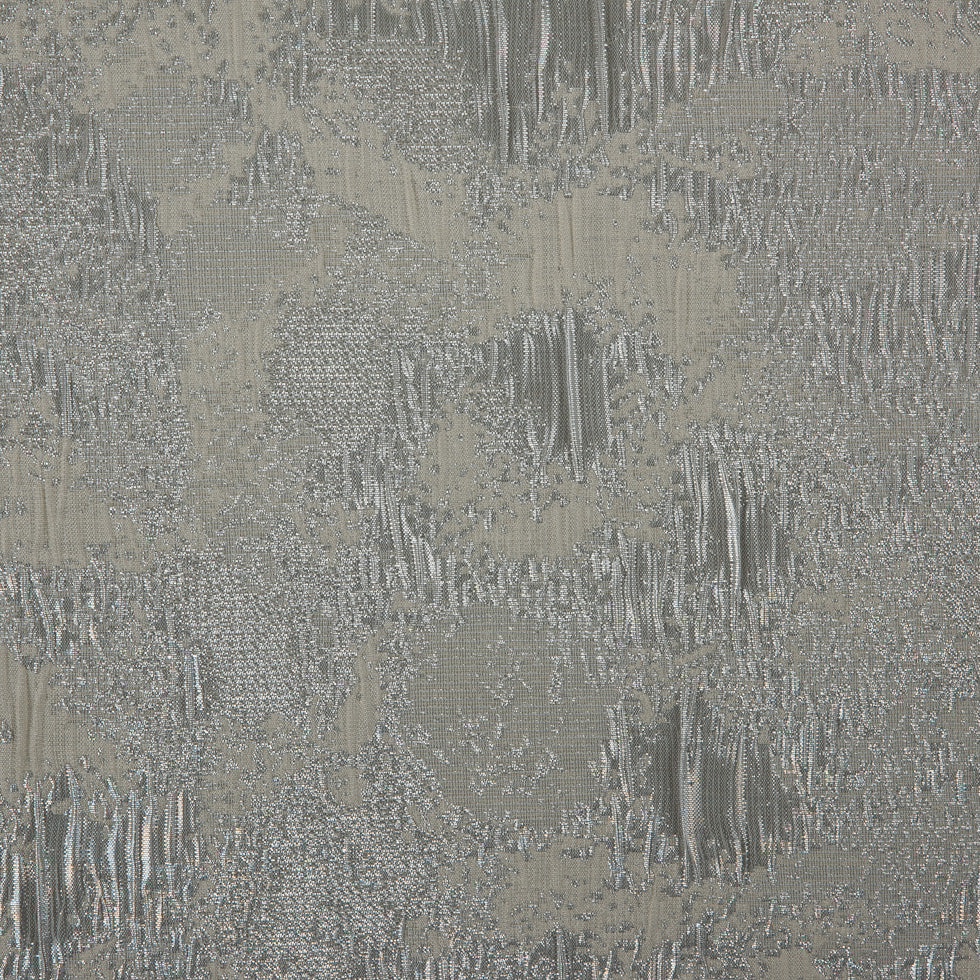 Metallic Silver/Ivory Abstract Brocade