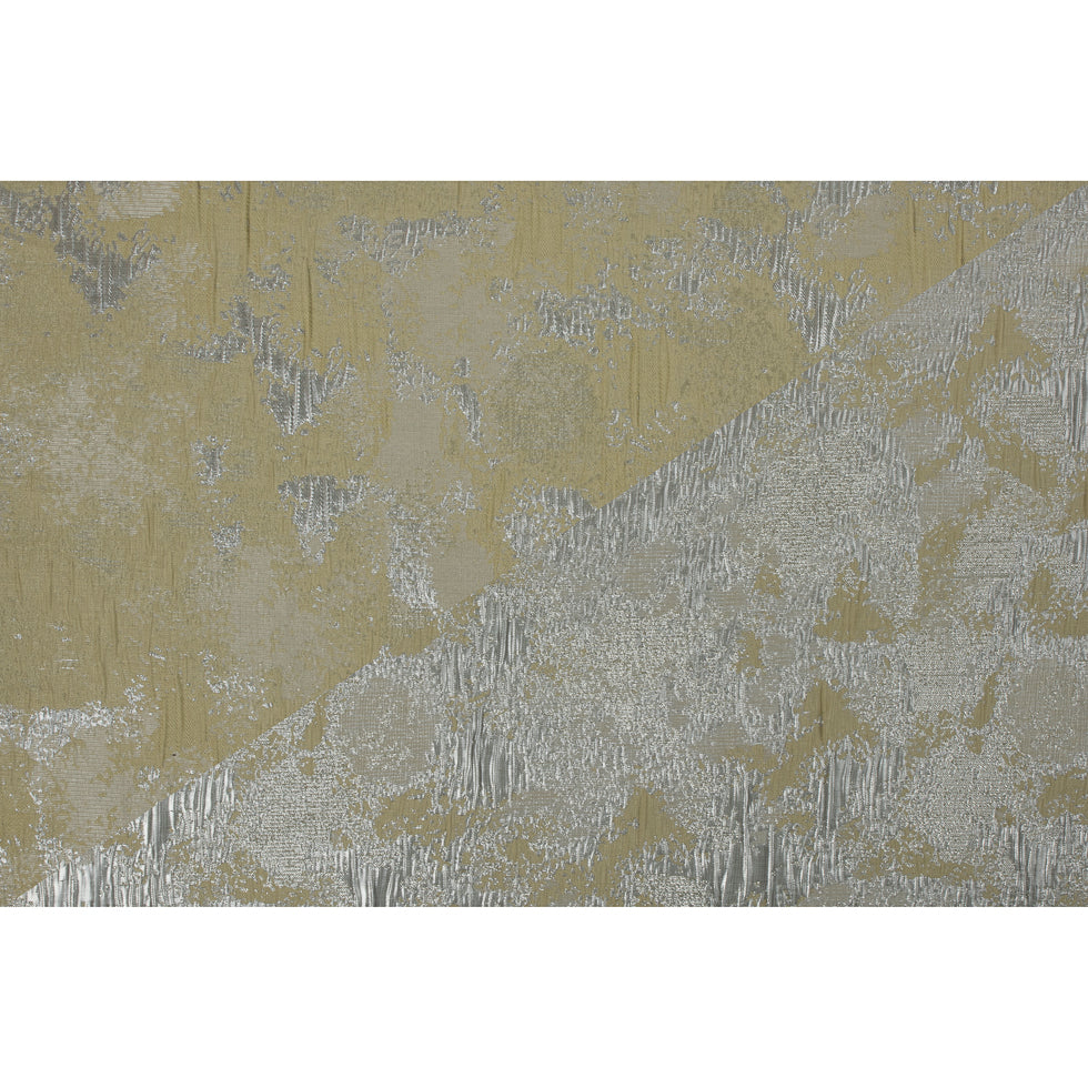 Metallic Silver/Lime/Ivory Abstract Brocade Full