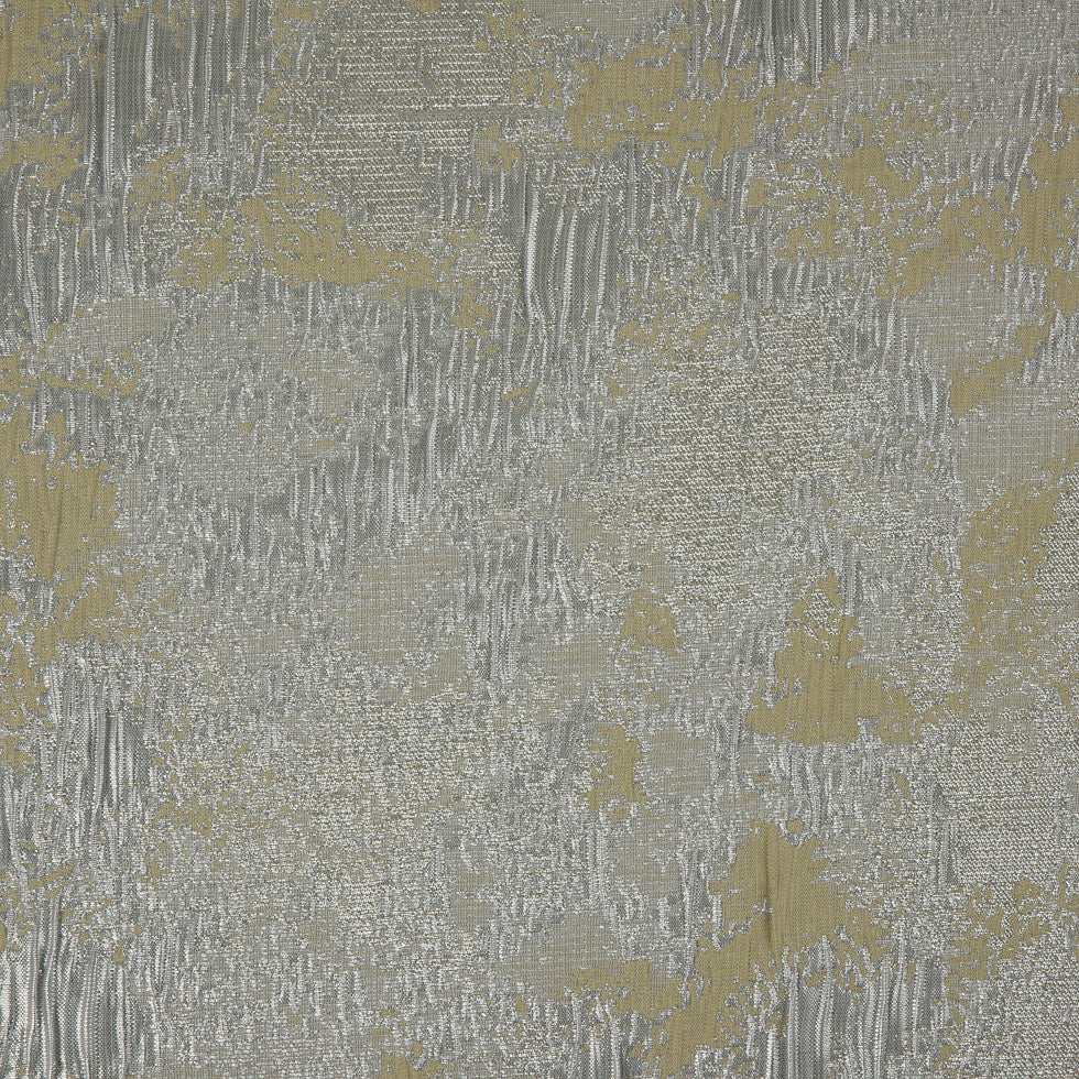 Metallic Silver/Lime/Ivory Abstract Brocade