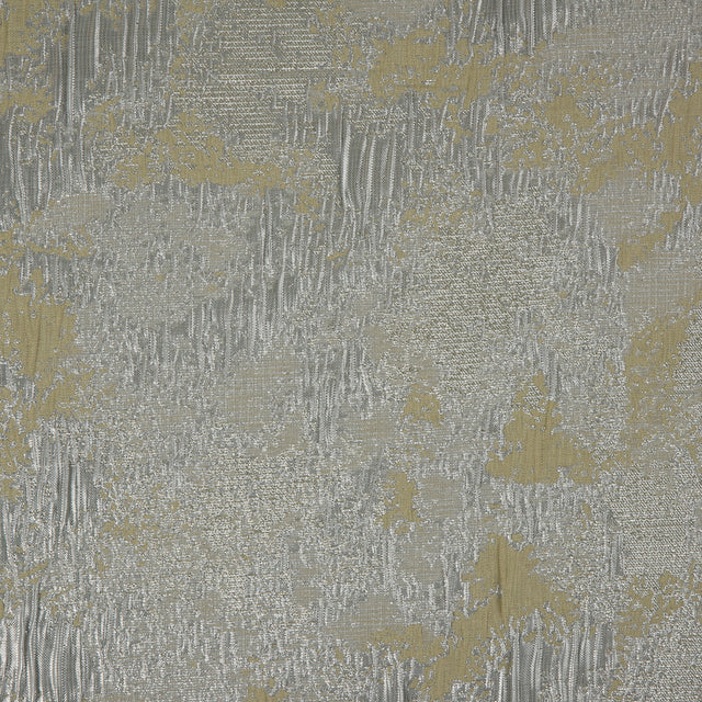 Metallic Silver/Lime/Ivory Abstract Brocade