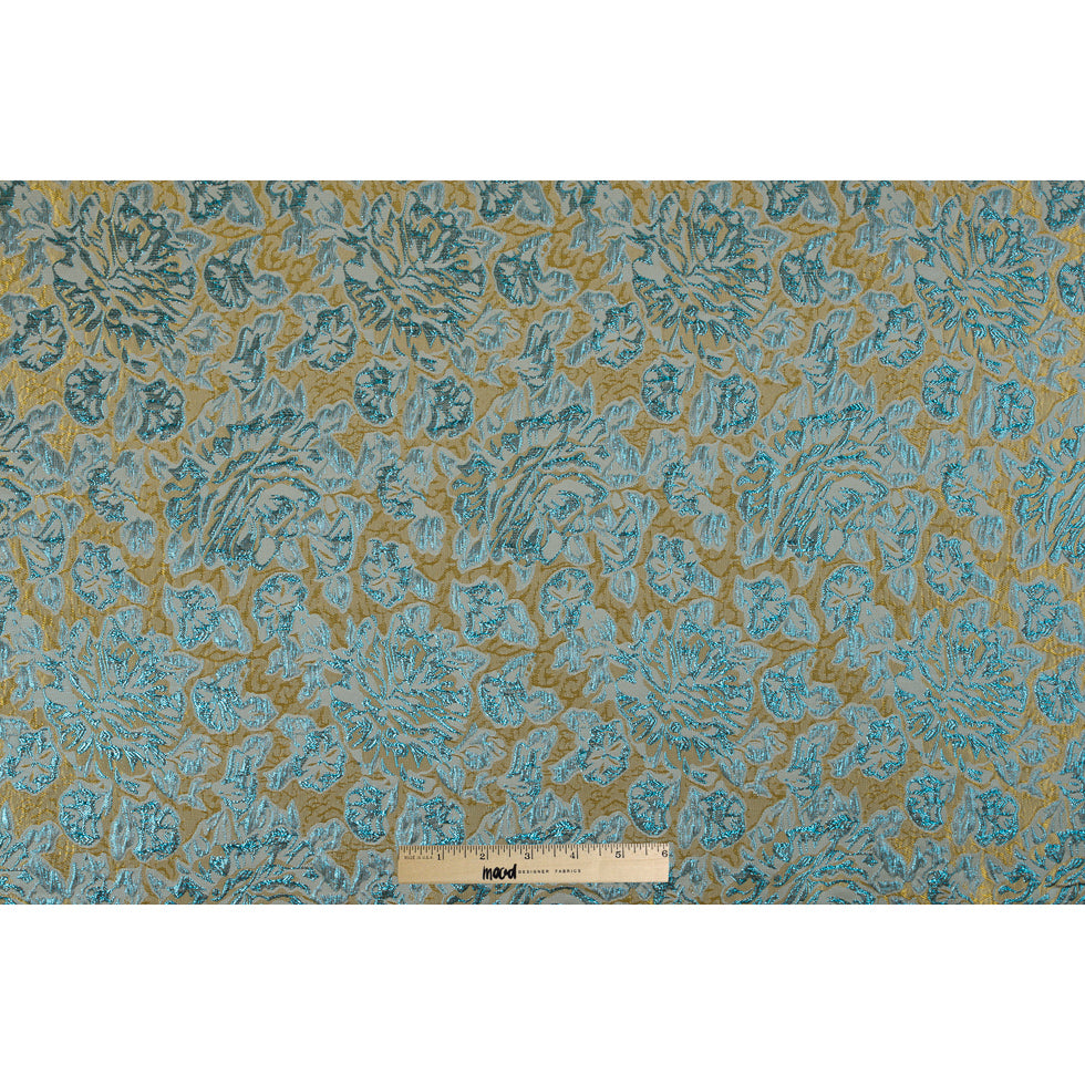 Metallic Blue/Yellow/Ivory Floral Brocade - Full