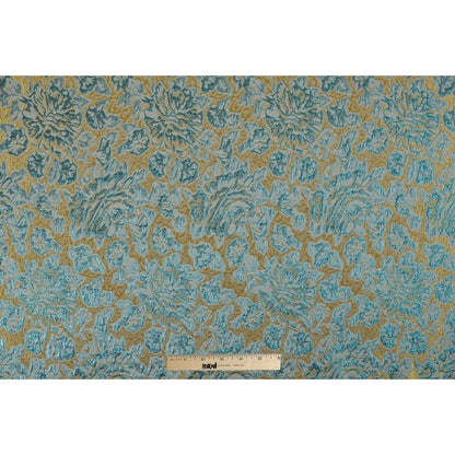 Metallic Blue/Yellow/Ivory Floral Brocade - Full