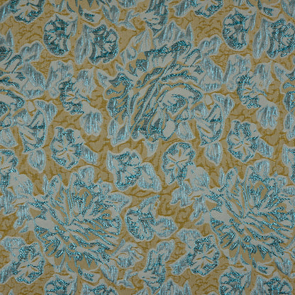 Metallic Blue/Yellow/Ivory Floral Brocade