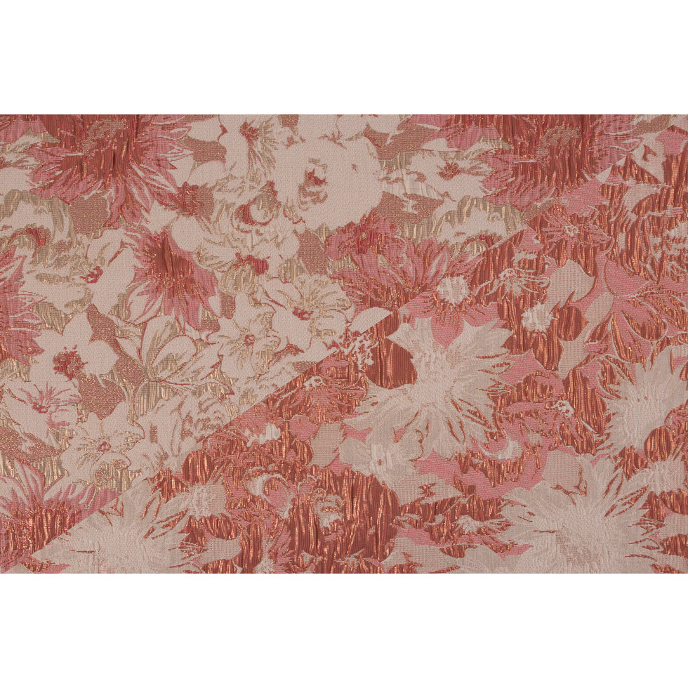 Metallic Gold/Coral/Ivory Floral Jacquard - Folded