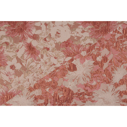 Metallic Gold/Coral/Ivory Floral Jacquard - Folded