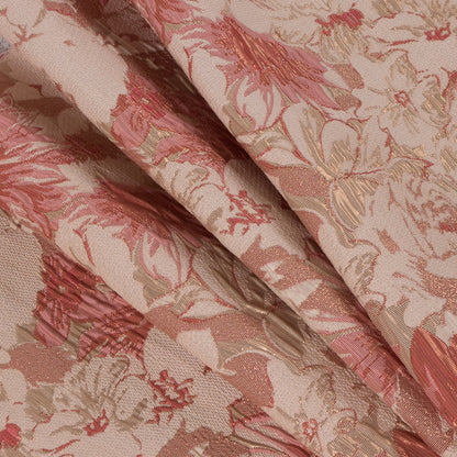 Metallic Gold/Coral/Ivory Floral Jacquard - Detail