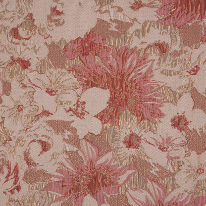 Metallic Gold/Coral/Ivory Floral Jacquard