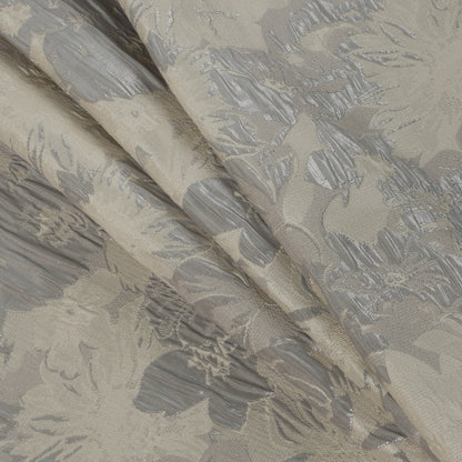 Metallic Silver/Ivory Floral Jacquard Detail
