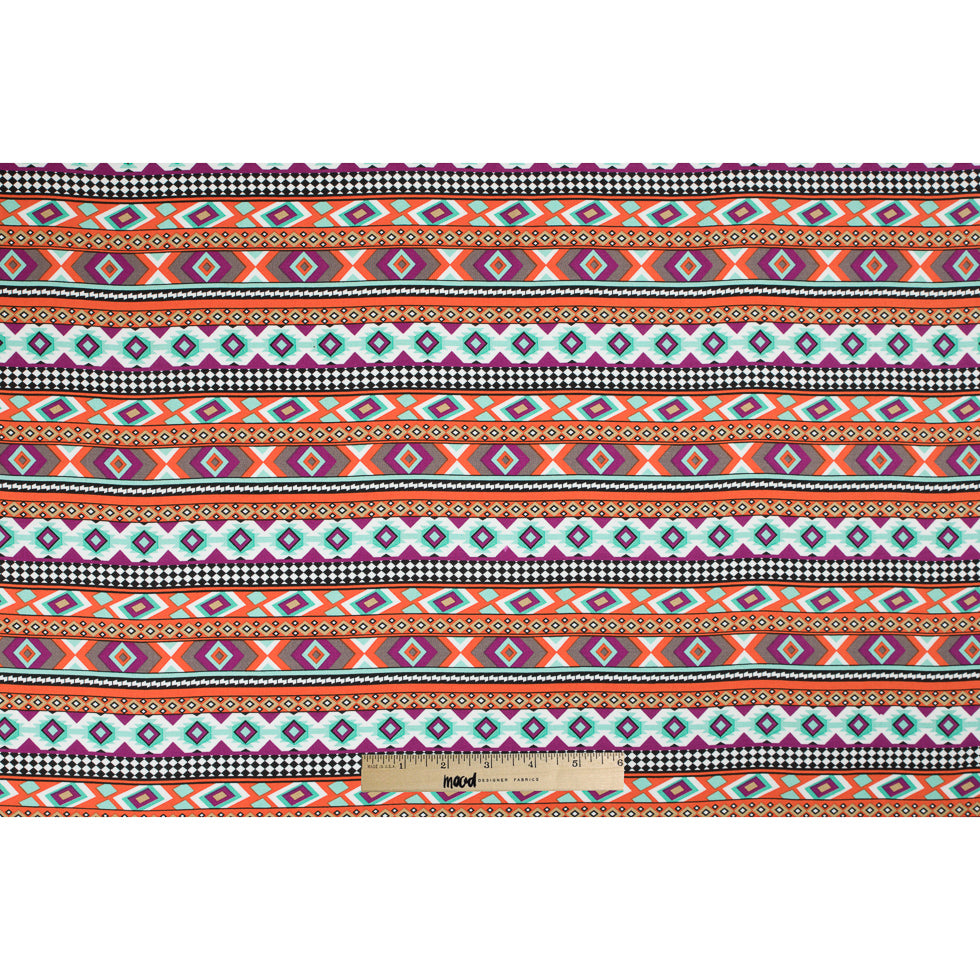 Purple/Orange/Blue Navajo Tribal Printed Rayon Woven Folded