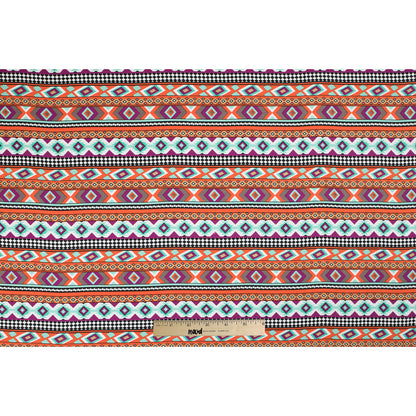 Purple/Orange/Blue Navajo Tribal Printed Rayon Woven Folded