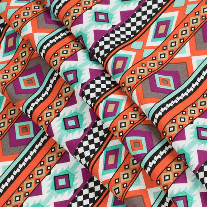 Purple/Orange/Blue Navajo Tribal Printed Rayon Woven Detail
