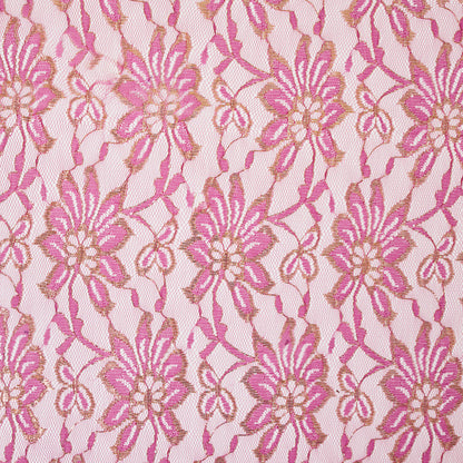 MetallicGold/Pink Fine Floral Lace w/ Scalloped Edges