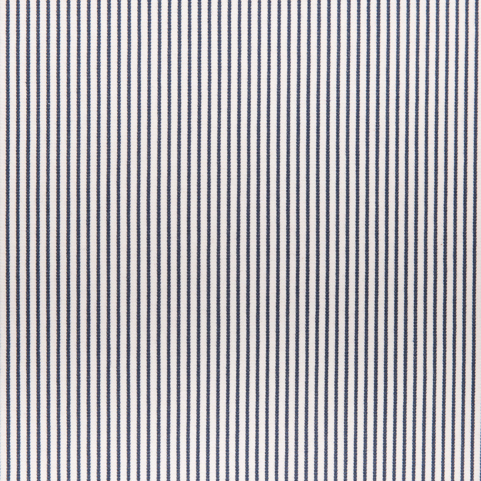 White/Navy Chalk Striped Stretch Cotton Woven