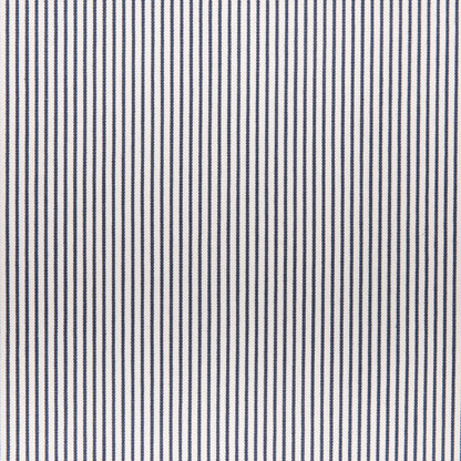 White/Navy Chalk Striped Stretch Cotton Woven