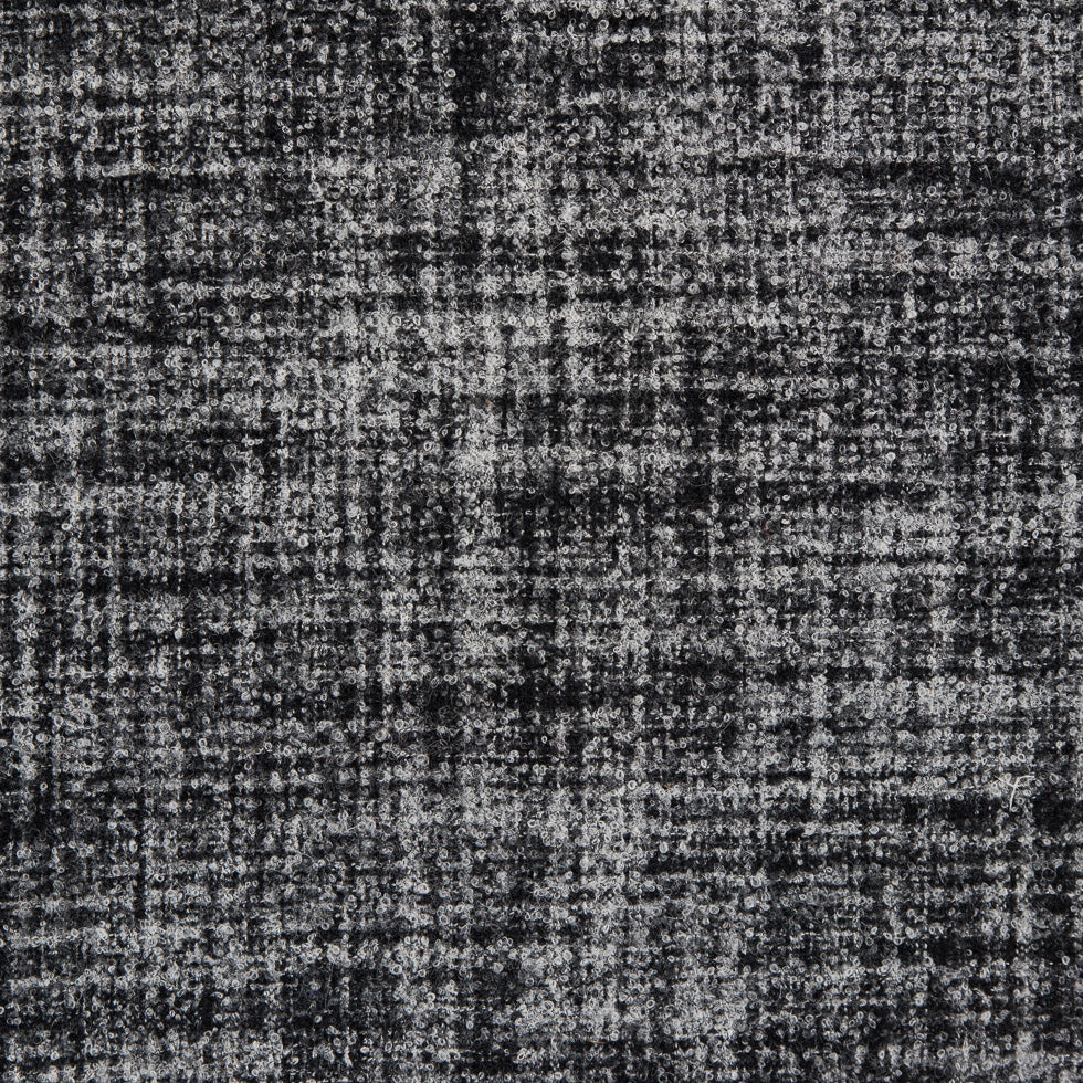 Black/White Stiff Boucled Wool Double Cloth