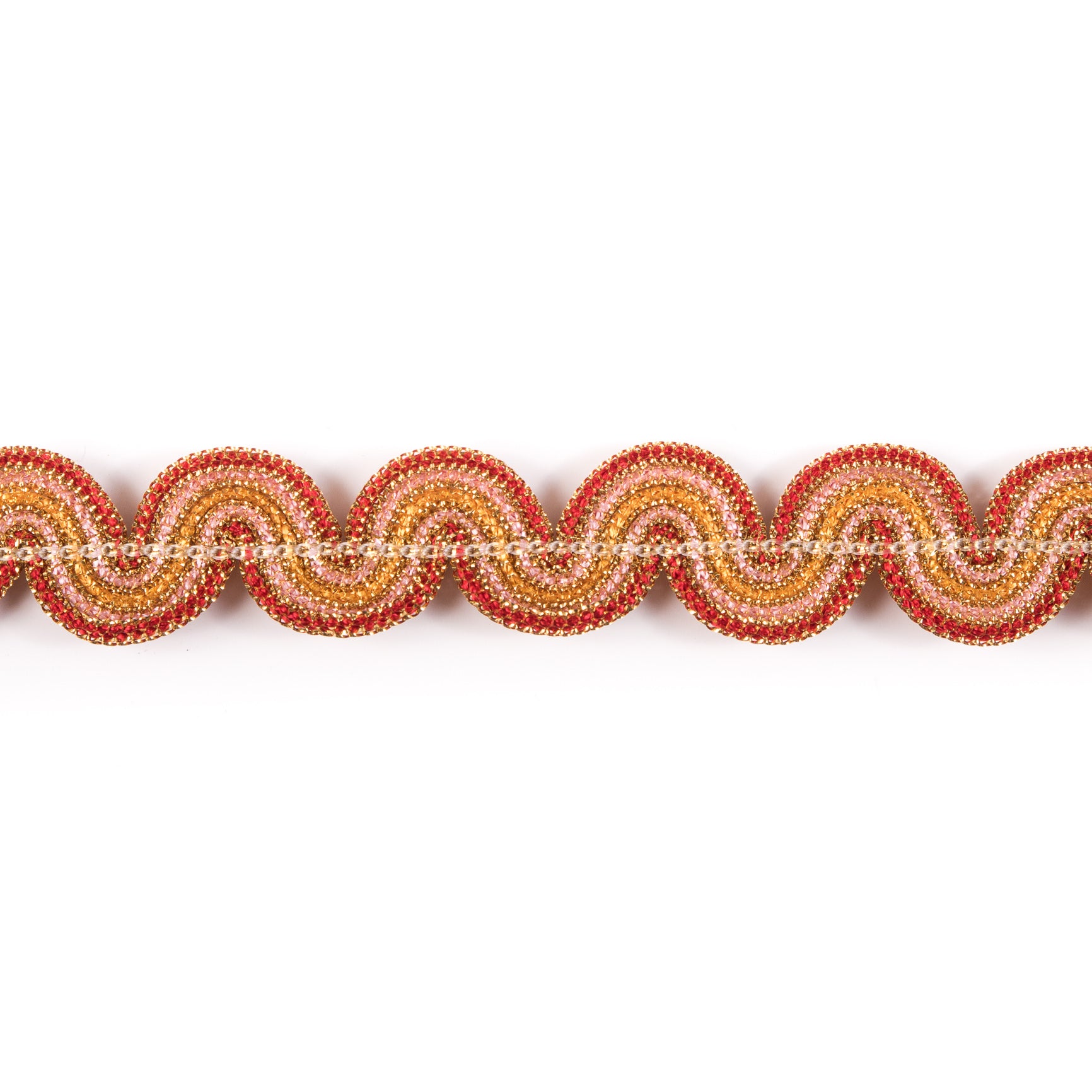 Free Gold Ric Rac Metallic Gold/Red Braided Ric Rac - 1