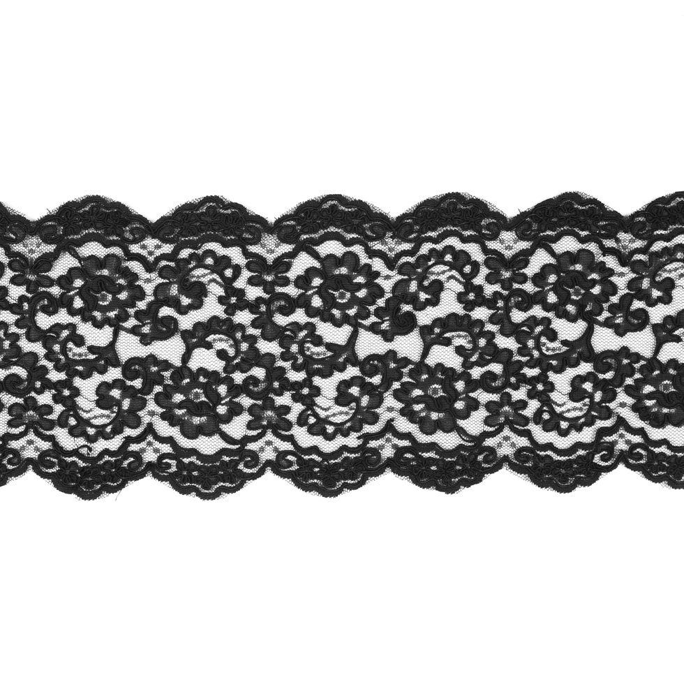 Black Corded Lace Trim - 7.25