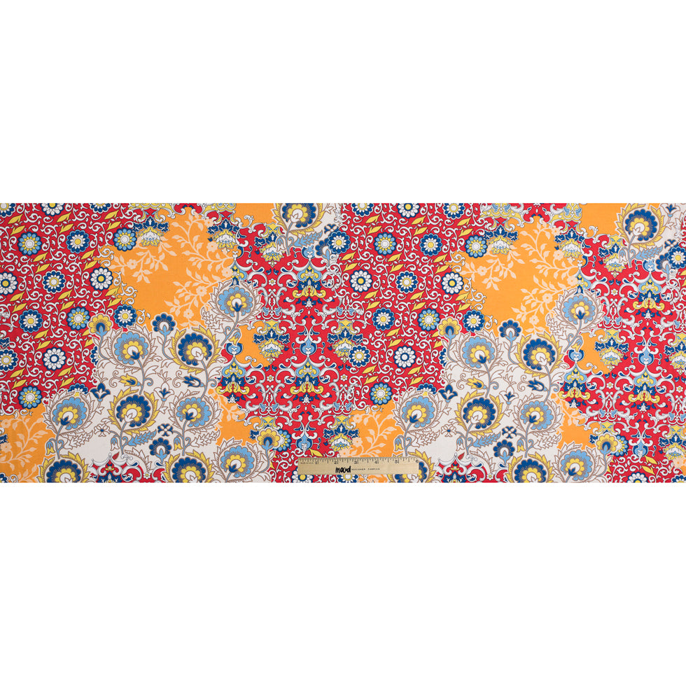 Italian Red/Orange Floral Printed Cotton Batiste - Full