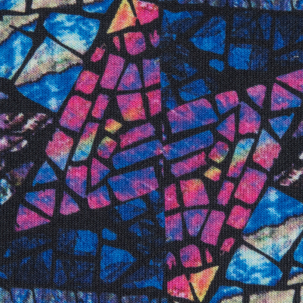 Blue Stained Glass Digitally Printed Stretch Neoprene/Scuba Knit - Full