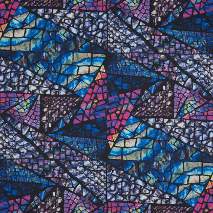 Blue Stained Glass Digitally Printed Stretch Neoprene/Scuba Knit