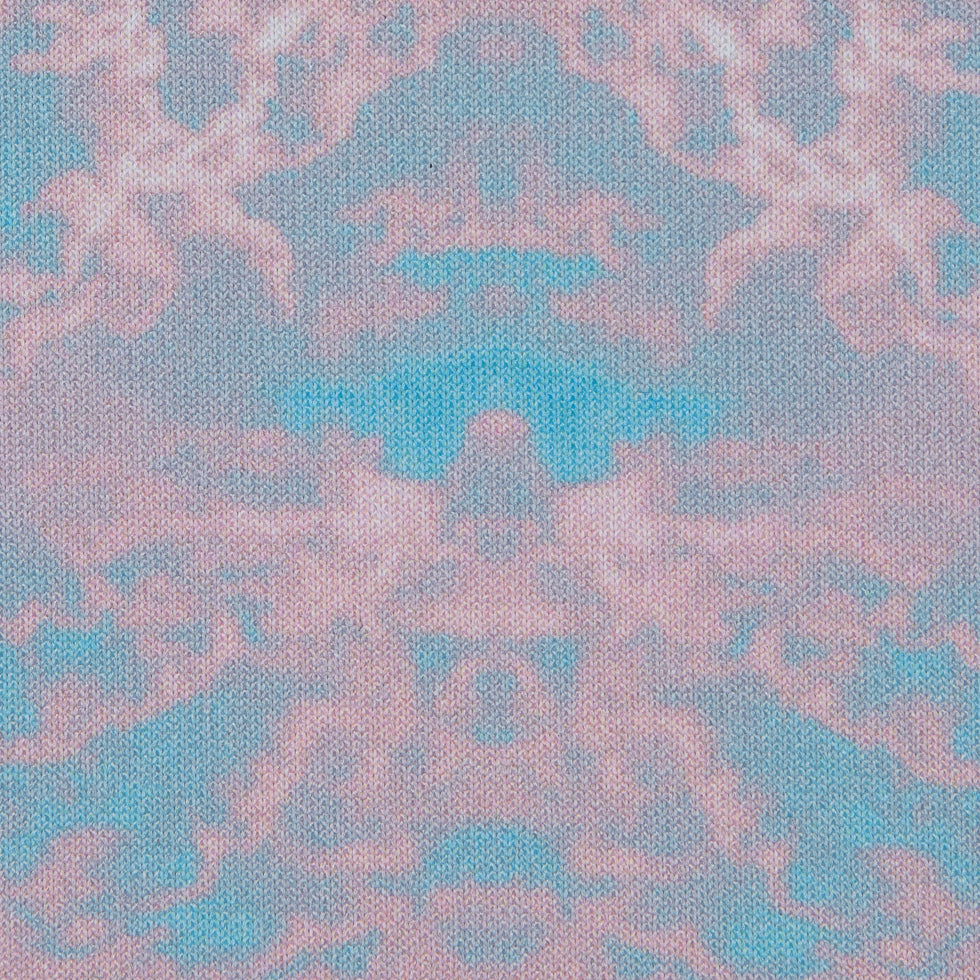 Pink/Blue Abstract Clouds Digitally Printed Stretch Neoprene/Scuba Knit Full