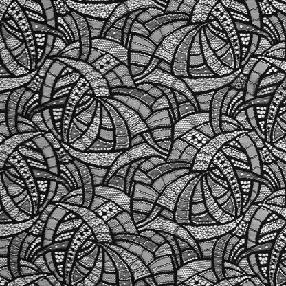 Black Abstract Geometric Lace w/ Scalloped Eyelash Edges