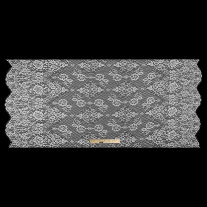 Ivory/Metallic Silver Bridal Lace w/ Scalloped Eyelash Edges - Full