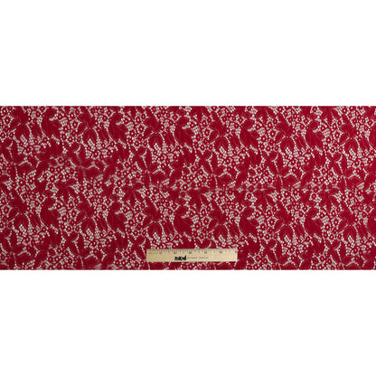 Red Floral Stretch Lace - Folded