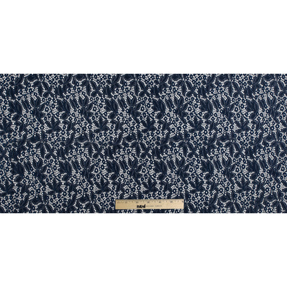 Dark Navy Floral Stretch Lace - Folded