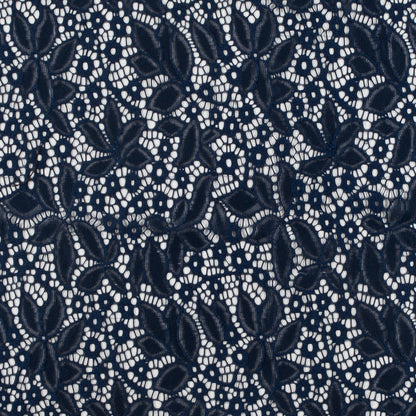 Dark Navy Floral Stretch Lace