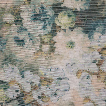 Green/Yellow Floral Printed Wonder Mesh