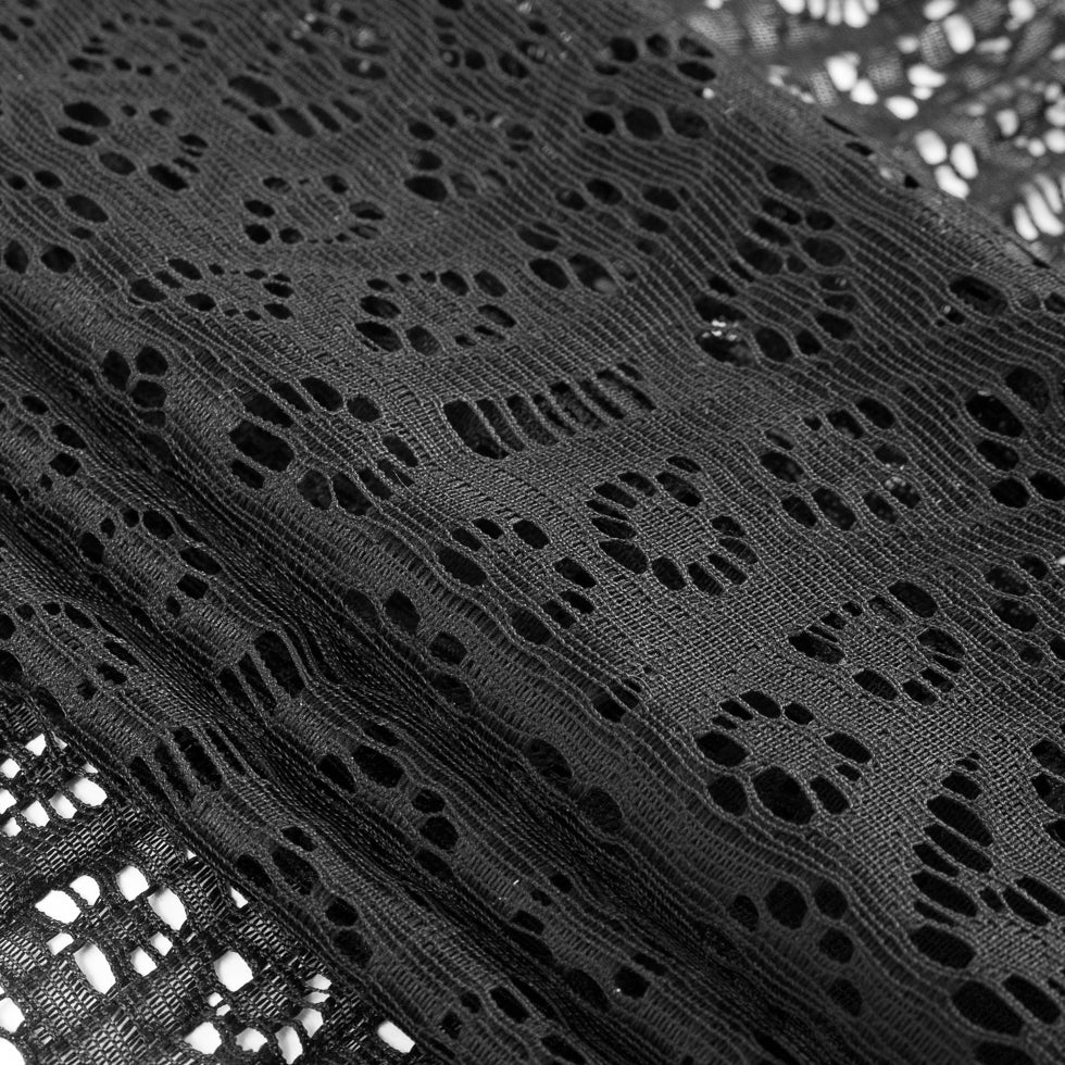 Black Pleated Novelty Lace - Folded