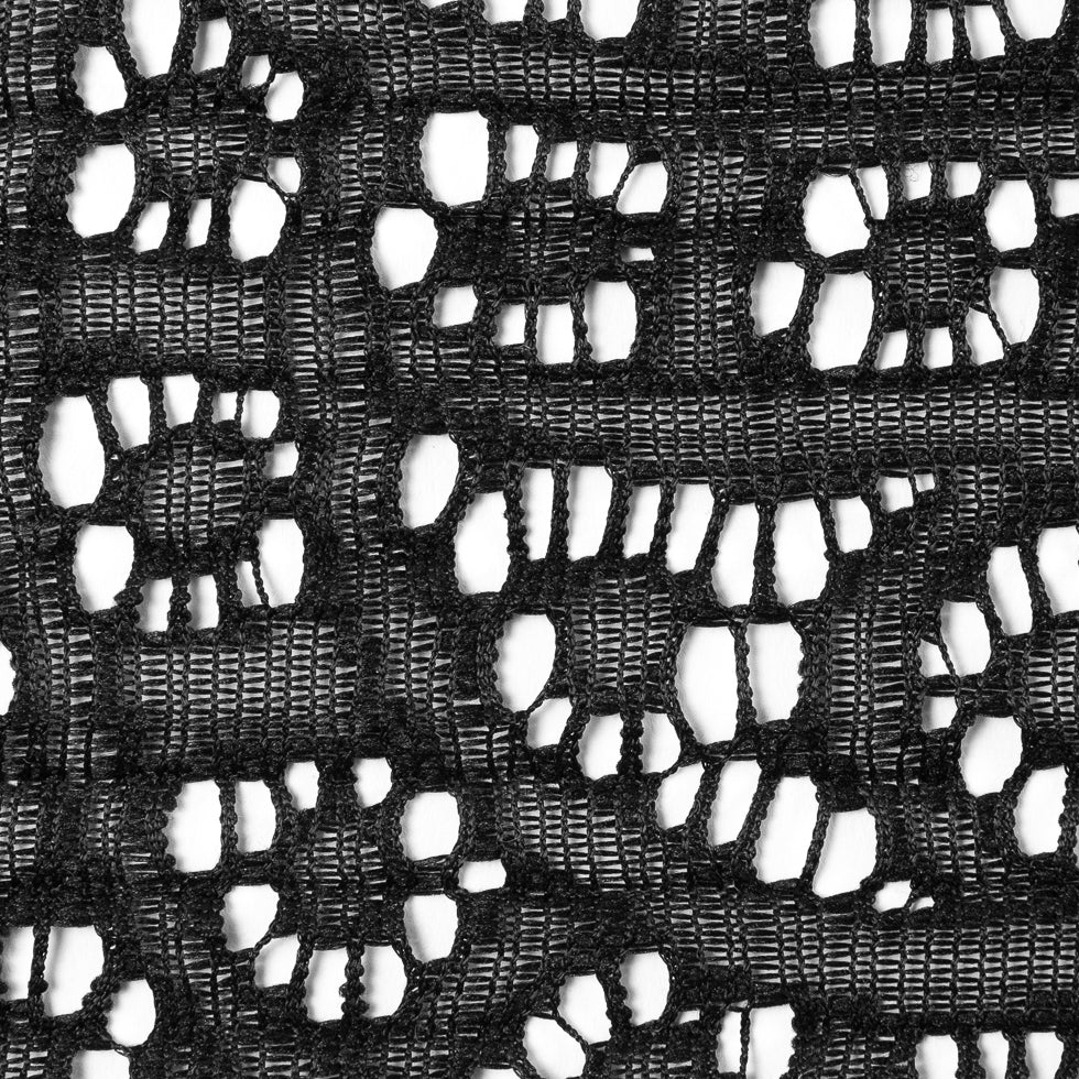 Black Pleated Novelty Lace - Detail