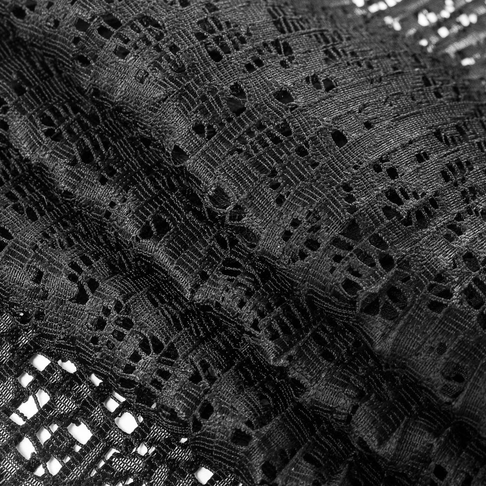 Black Novelty Lace w/ Knife Pleats Folded