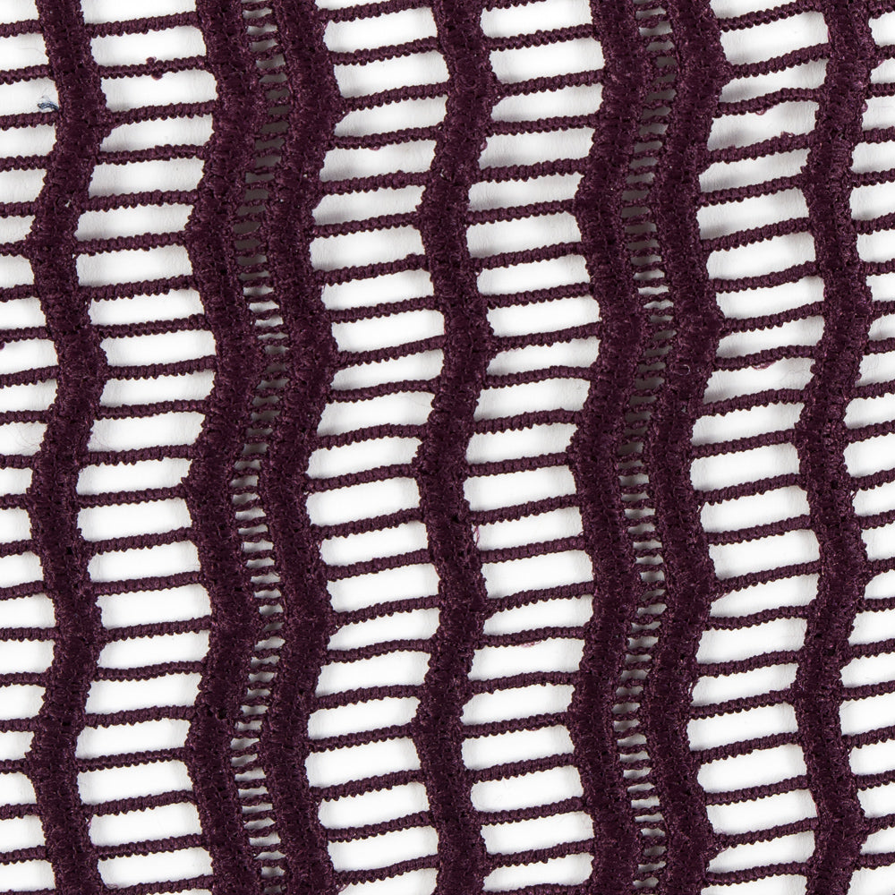 Plum Novelty Striped Guipure Lace w/ Finished Edges - Detail
