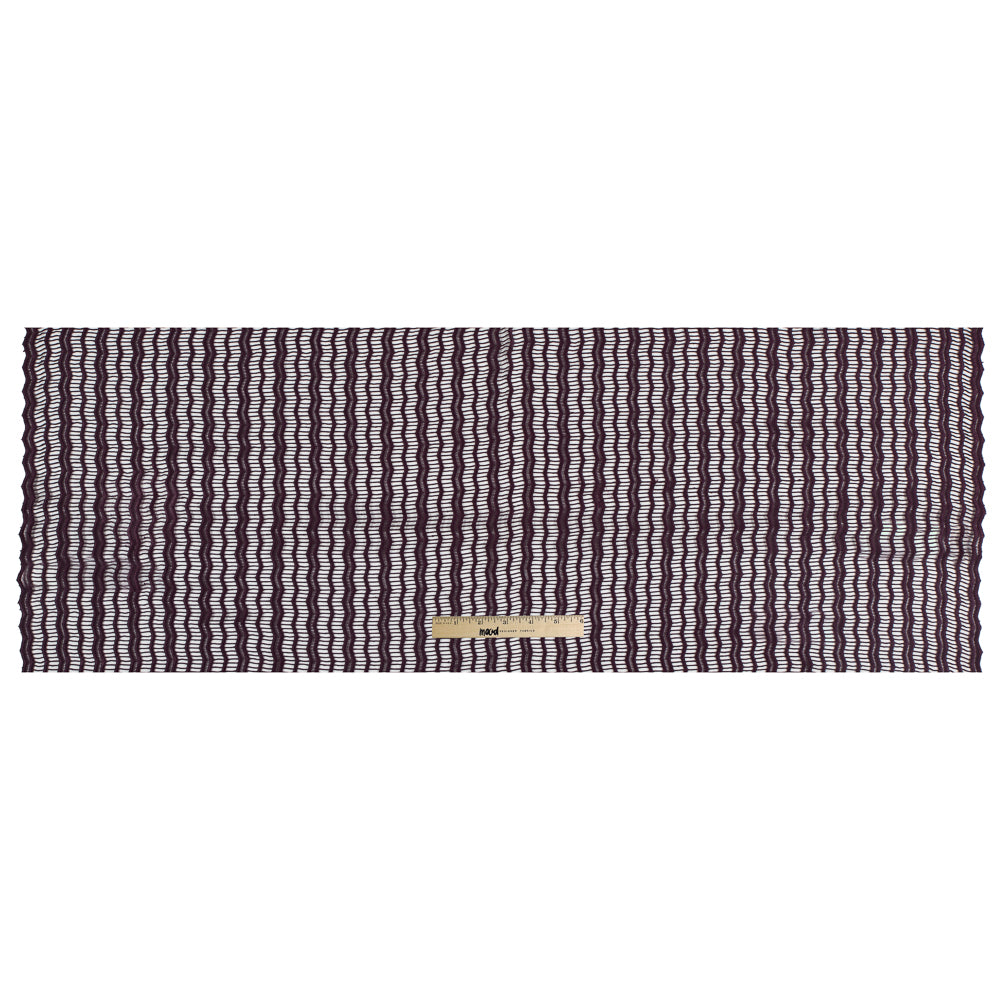 Plum Novelty Striped Guipure Lace w/ Finished Edges - Full