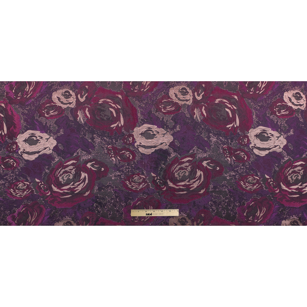 Pink/Purple/Gold Metallic Rose Patterned Brocade Full
