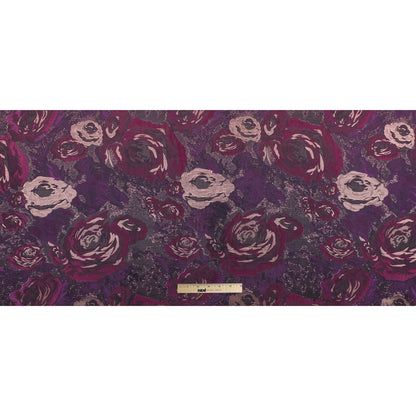 Pink/Purple/Gold Metallic Rose Patterned Brocade Full