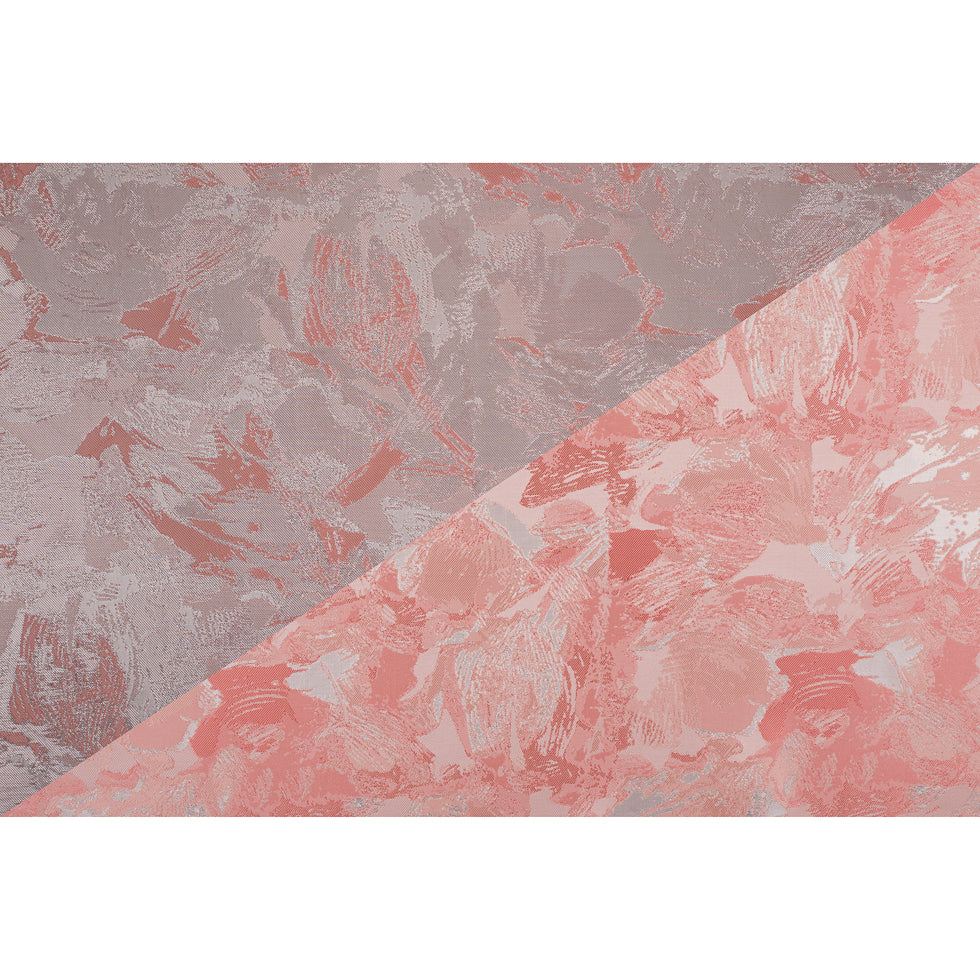 Metallic Silver/Pink Abstract Jacquard/Brocade Folded