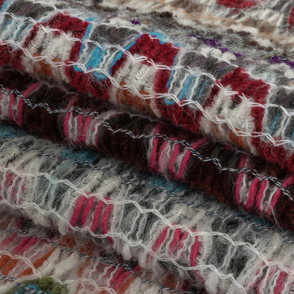 Italian Purple, Brown and White Multicolor Soft Flamestitch Wool Knit Folded