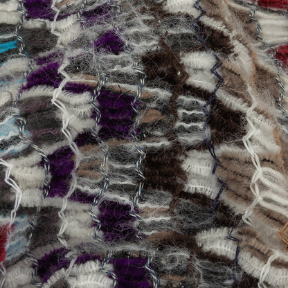 Italian Purple, Brown and White Multicolor Soft Flamestitch Wool Knit Detail