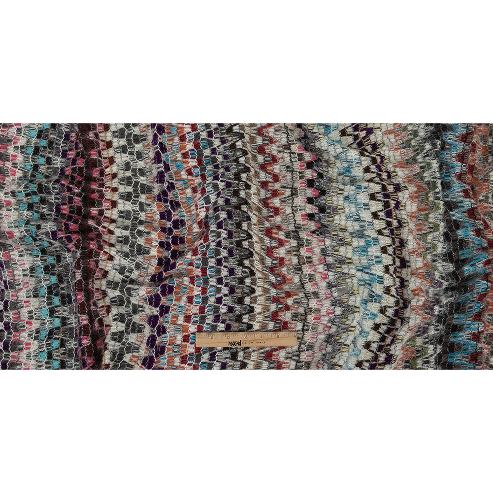 Italian Purple, Brown and White Multicolor Soft Flamestitch Wool Knit Full