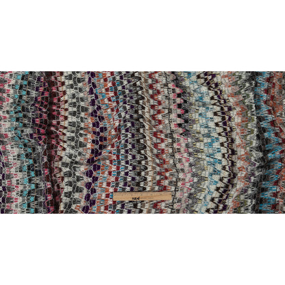 Italian Purple, Brown and White Multicolor Soft Flamestitch Wool Knit Full