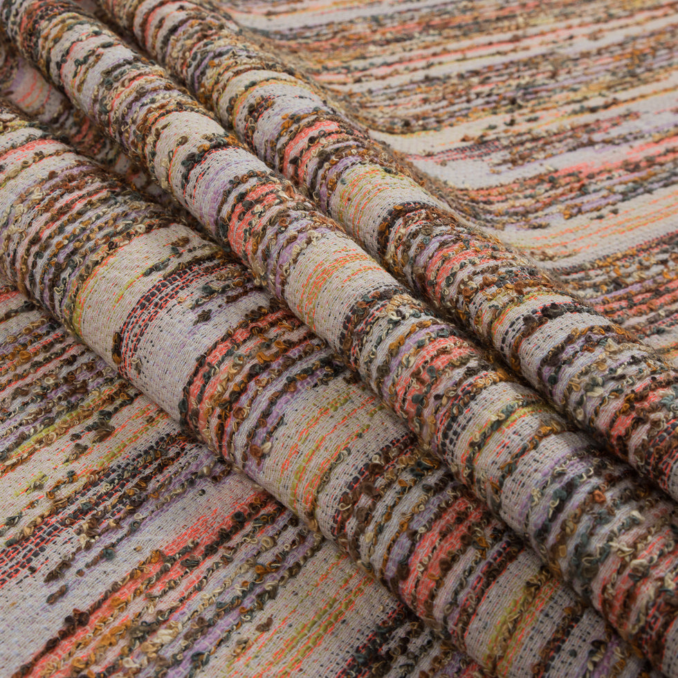 Italian Neon Coral/Lavender Novelty Woven Boucle - Folded