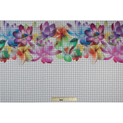 Italian Rainbow Floral Printed Novelty Geometric Laser-Cut Panel Folded