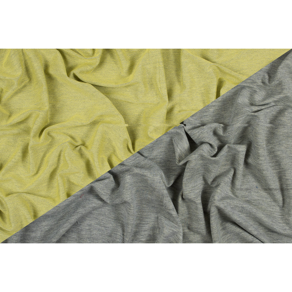 Italian Heathered Gray/Green Sheen Stretch French Terry Full