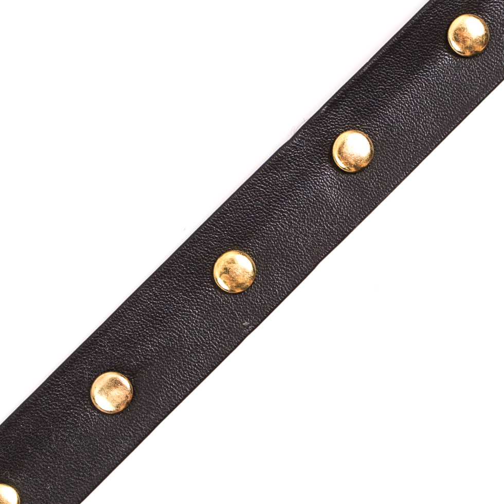 Black Faux Leather Trim with Gold Studs - 0.75" Detail